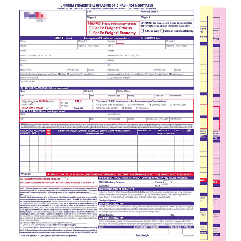 Custom Printing Size Color Carbonless NCR Paper