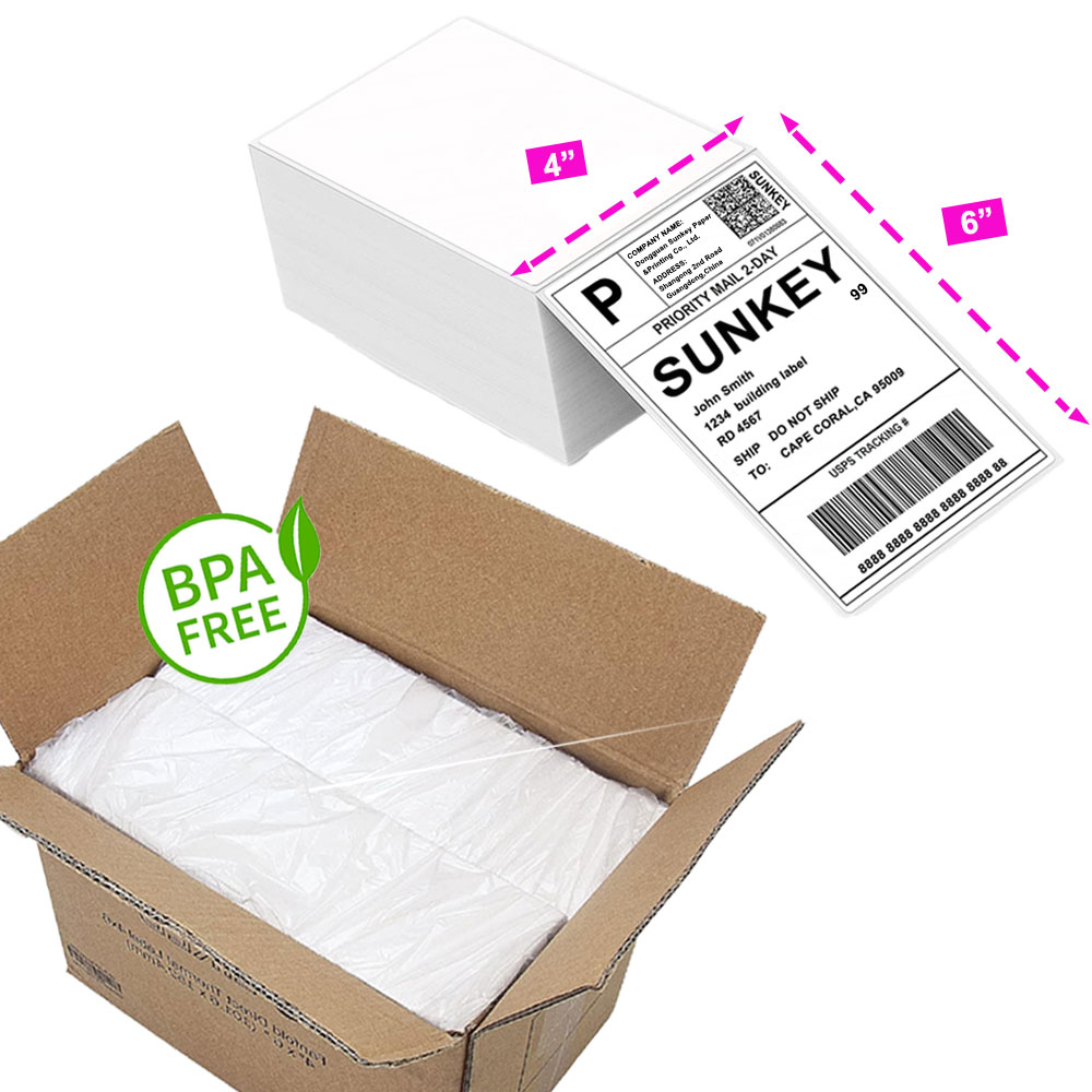 4x6 Shipping Barcode Fanfold Perferation Thermal Sticker Paper